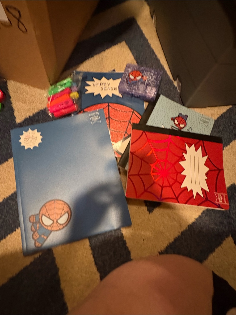 Spider-Themed Kids Stationery Set - Blue & Red